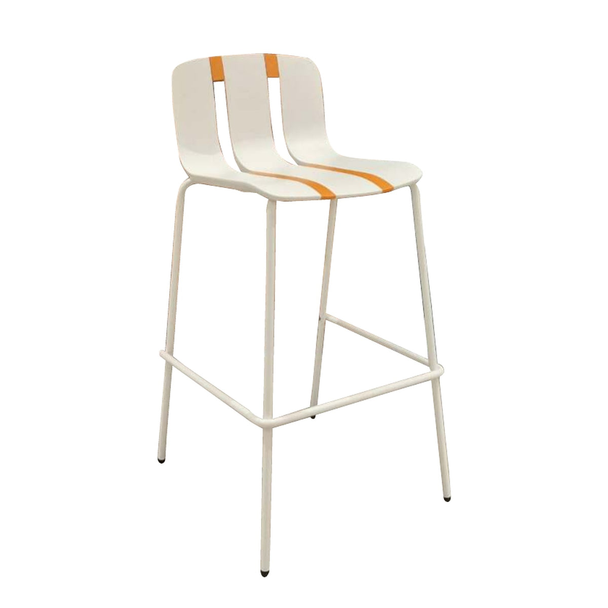 Vibe HC Striped Accent Bar Stool in White with Orange Stripe – Divine Chairs HIGHCOUNTER Collection