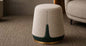 Merry Two-Tone Pouf with Brass Base Ring in Beige with Forest Green Base – Divine Chairs PUFFY Collection