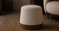Moon Two-Tone Drum Stool in Beige with Walnut Base – Divine Chairs PUFFY Collection