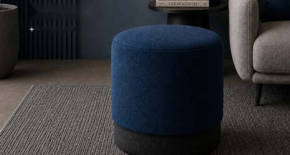 Mushroom Cushioned Round Pouf in Navy Blue – Divine Chairs PUFFY Collection