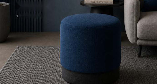 Mushroom Cushioned Round Pouf in Navy Blue – Divine Chairs PUFFY Collection