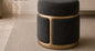 Opal Velvet Pouf with Brass Ring in Charcoal Grey – Divine Chairs PUFFY Collection