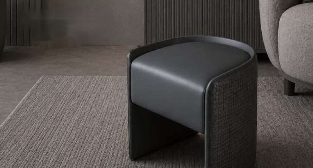 Snug Curved Leather-Look Accent Chair in Charcoal Grey – Divine Chairs PUFFY Collection