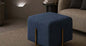 Vitro Cube Pouf with Brass Rod Legs in Navy Blue – Divine Chairs PUFFY Collection
